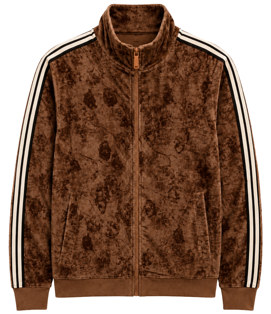 RINGSPUN FLORAL VELOUR ZIP JACKET TAUPE - 352-415