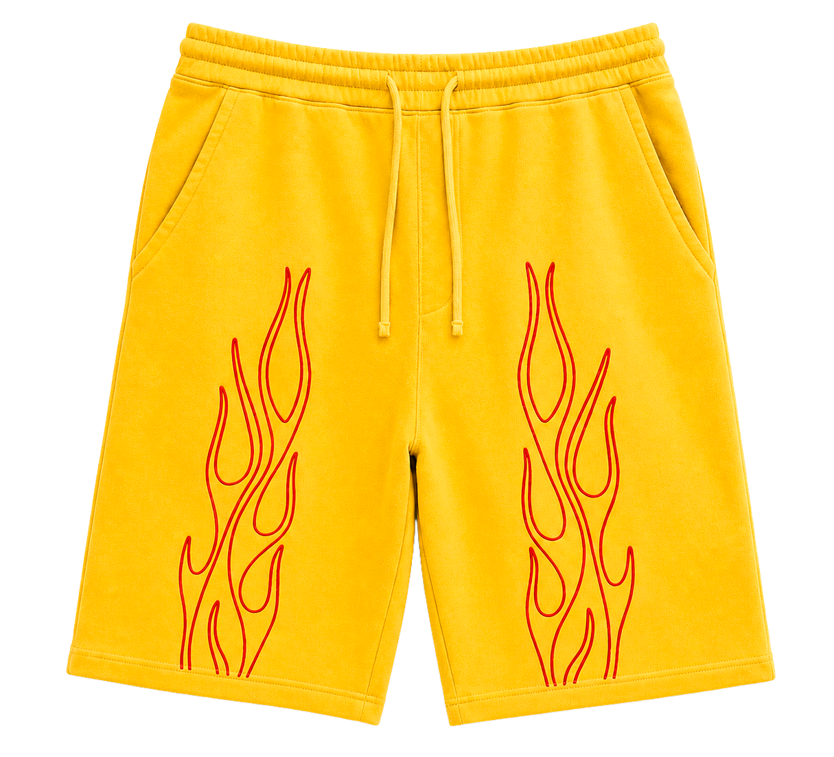 WELL ESTABLISHED GRAPHIC SWEAT SHORTS YELLOW - FIRE