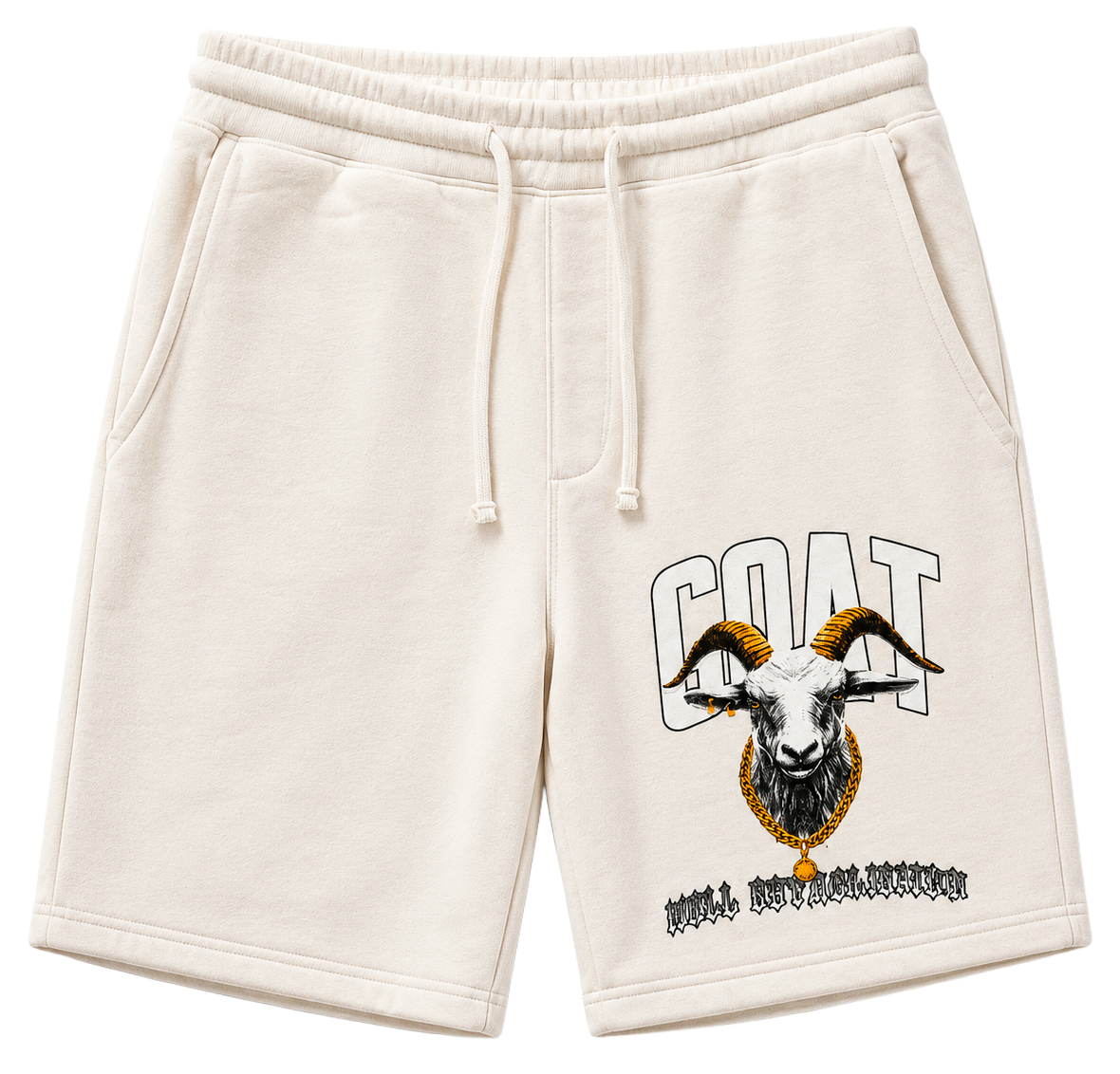 WELL ESTABLISHED GRAPHIC SWEAT SHORTS CREAM - GOAT
