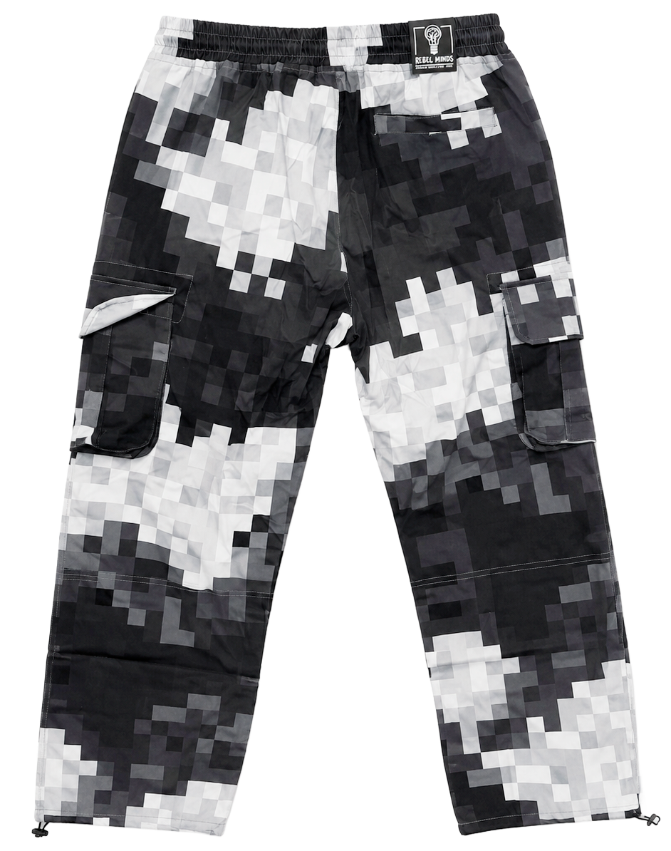 REBEL MINDS DIGITAL CAMO CARGO NYLON PANTS GREY - 142-473