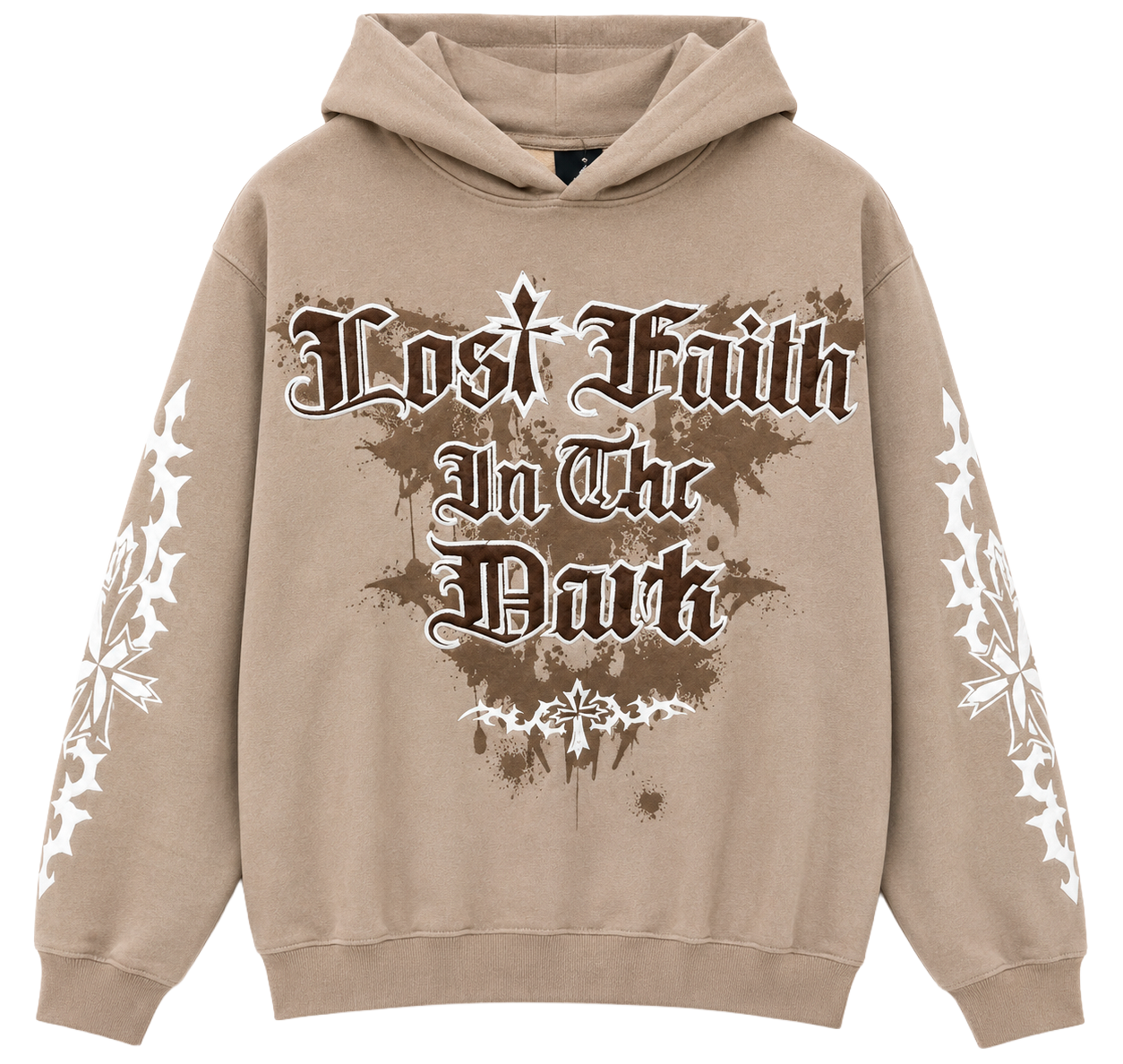 REBEL MINDS LOST FAITH HOODIE TAUPE - 152-334