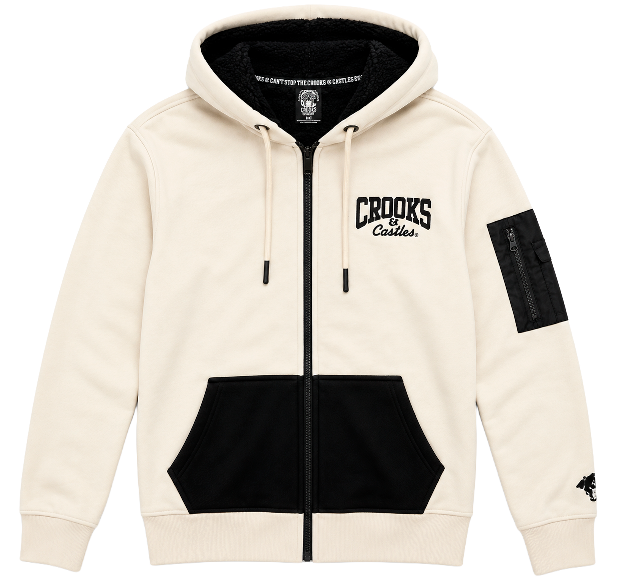 CROOKS & CASTLES SHERPA ZIP HOODIE NATURAL - 3P50105