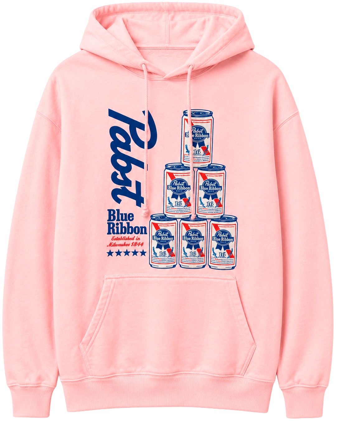 LICENSED PABST BLUE RIBBON HOODIE LT PINK - 4PAH2375RC