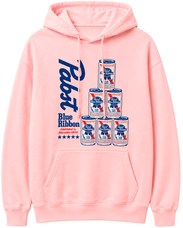 LICENSED PABST BLUE RIBBON HOODIE LT PINK - 4PAH2375RC
