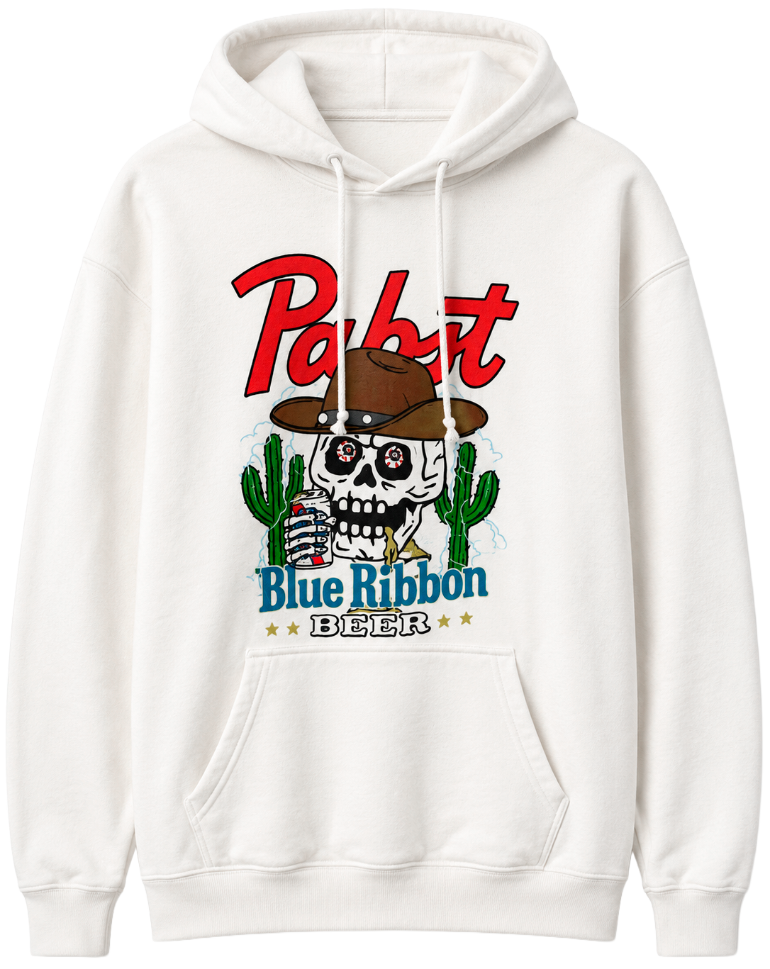LICENSED PABST BLUE RIBBON HOODIE WHITE - 4PAH2376RC