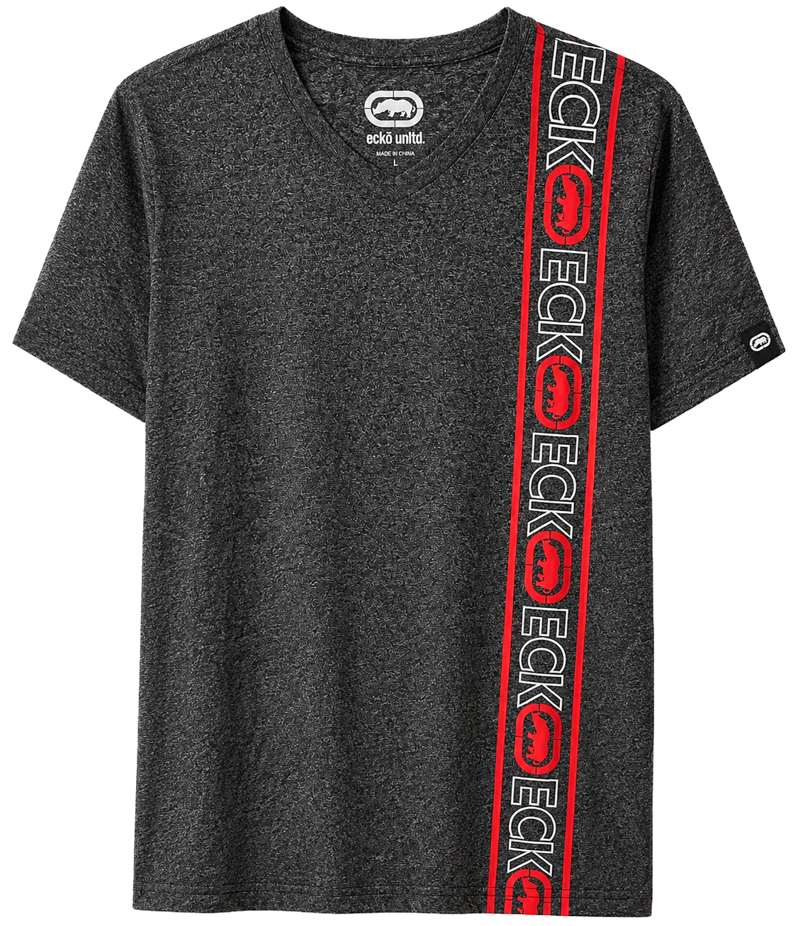 ECKO UNLTD S/S V-NECK T-SHIRT BLACK MARLED - EO12K861B