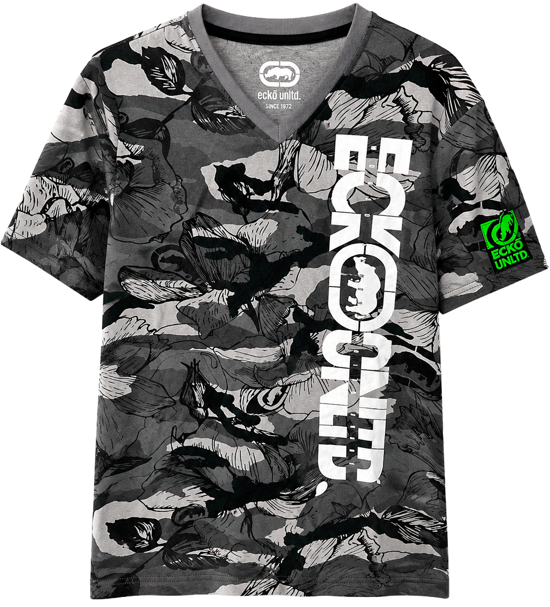 ECKO UNLTD S/S V-NECK T-SHIRT STREET CAMO - EO12K854