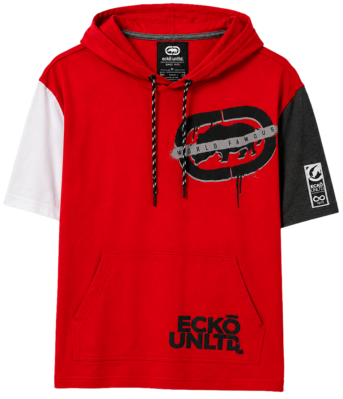 ECKO UNLTD S/S HOODIE SHIRT TRUE RED - EO12K896