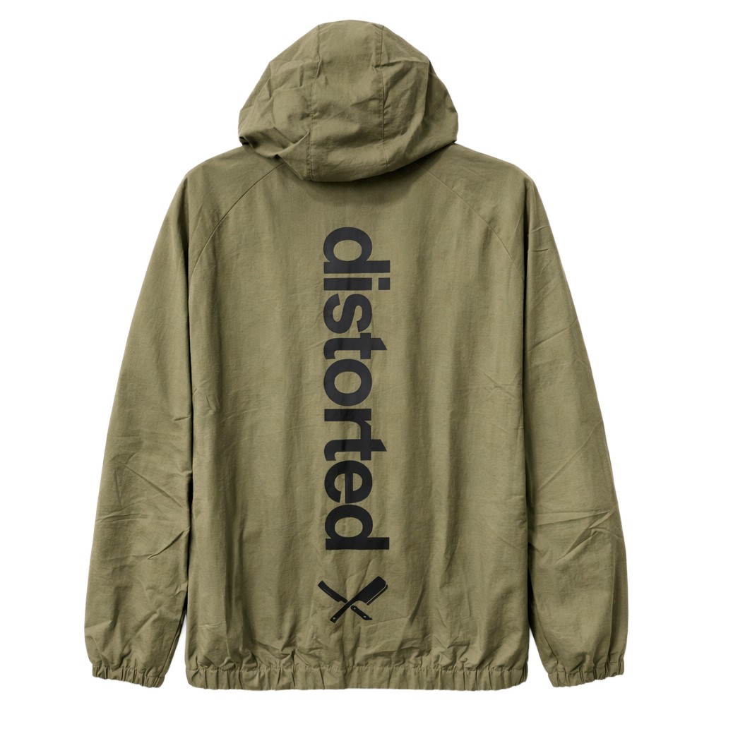 DISTORTED PEOPLE WINDBREAKER JACKET OLIVE/BLACK - 3521