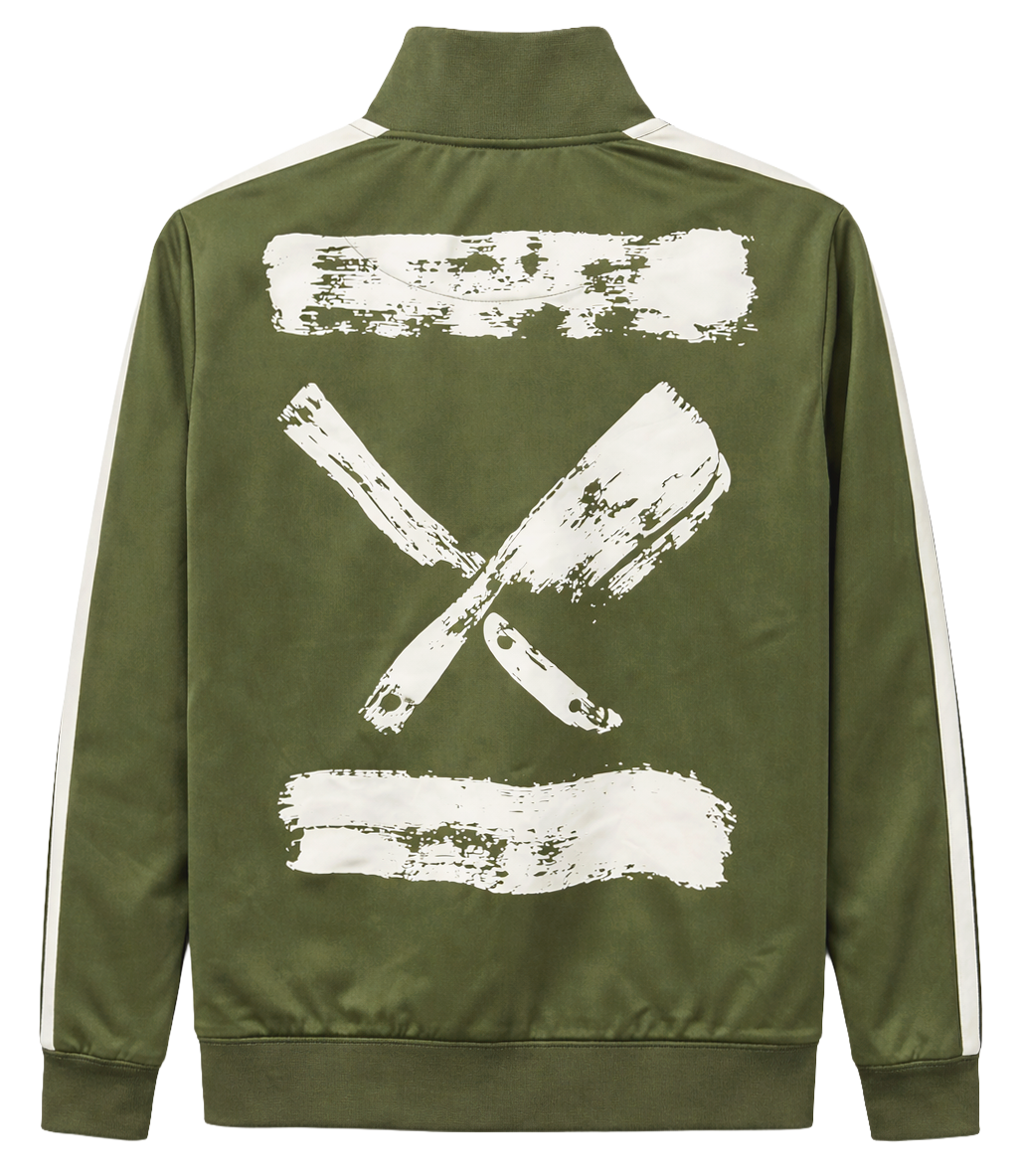 DISTORTED PEOPLE INKED TRACK JACKET OLIVE/OFF WHT/BLACK - 3418
