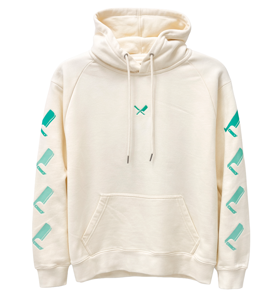 DISTORTED PEOPLE GRAPHIC HOODIE OFF WHITE/GREEN - 3527