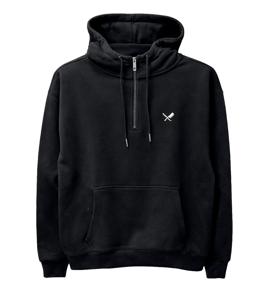 DISTORTED PEOPLE 1/2 ZIP HOODIE BLACK/WHT - 3425