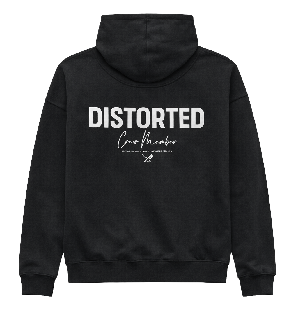 DISTORTED PEOPLE 1/2 ZIP HOODIE BLACK/WHT - 3425