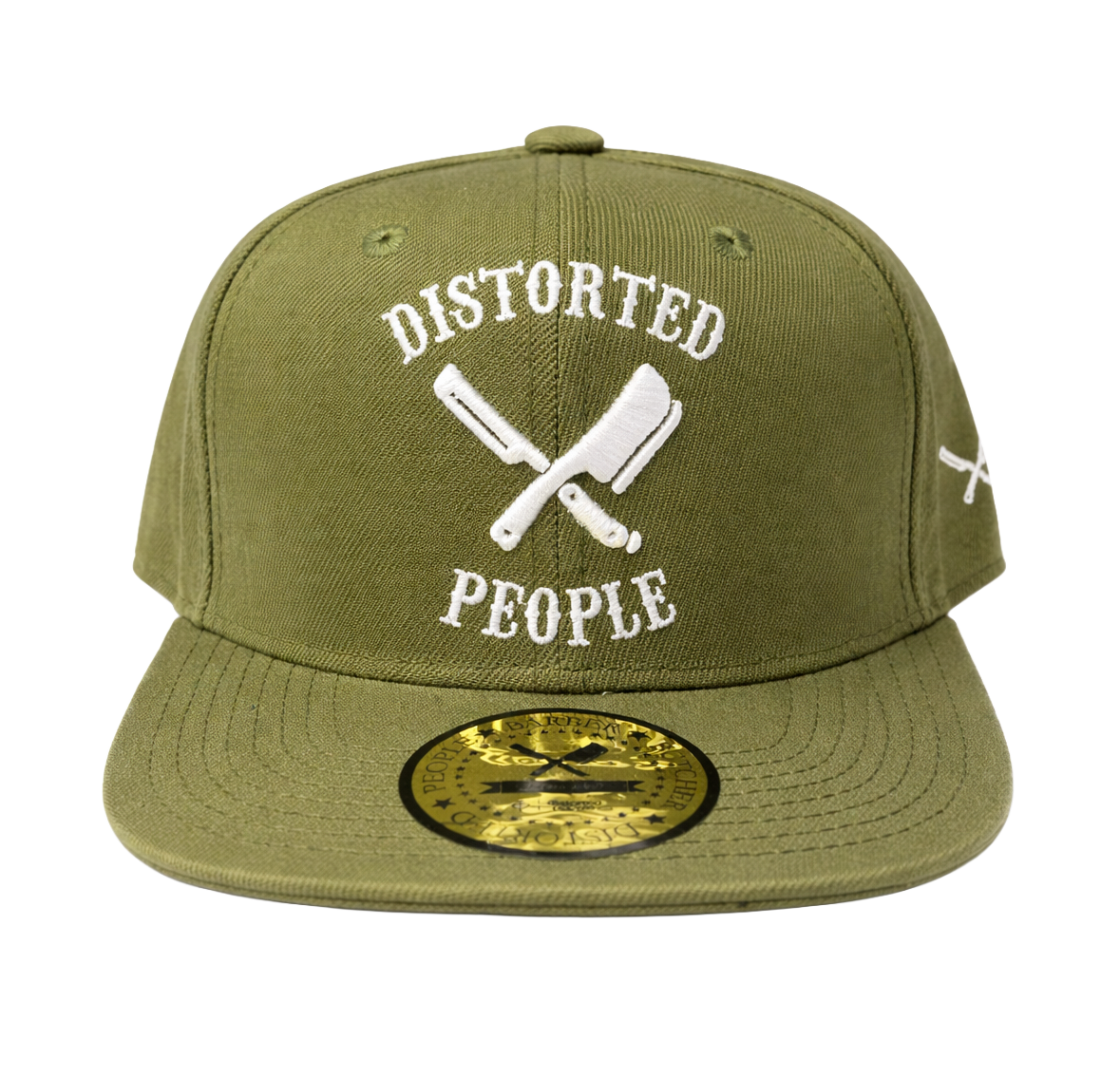 DISTORTED PEOPLE TEAM SNAPBACK HAT OLIVE/WHT - 2534