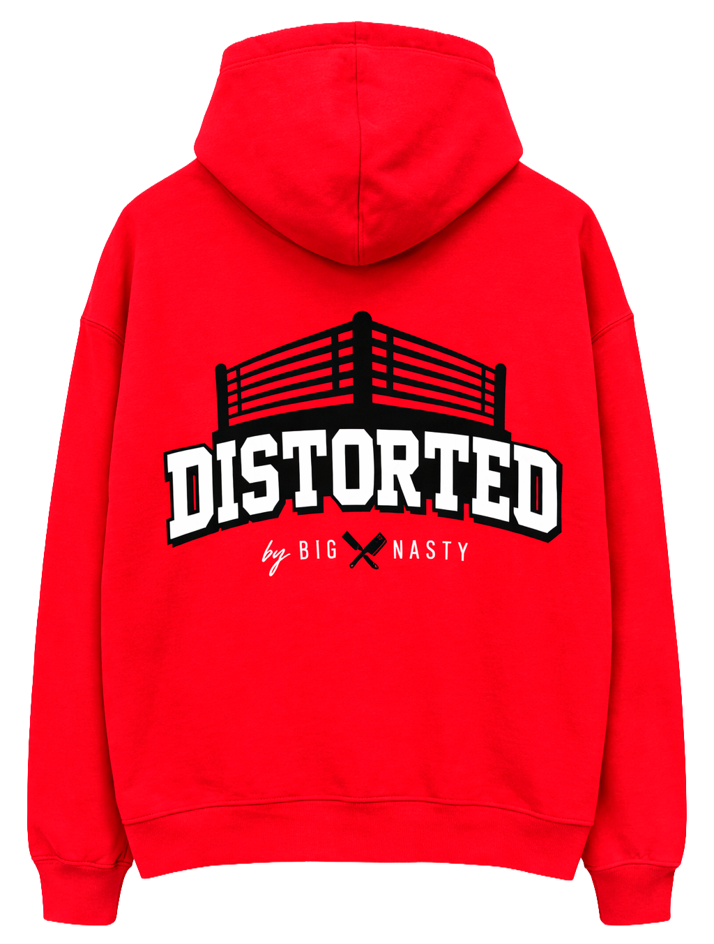 DISTORTED PEOPLE GRAPHIC HOODIE RED/BLK/WHITE - 3565