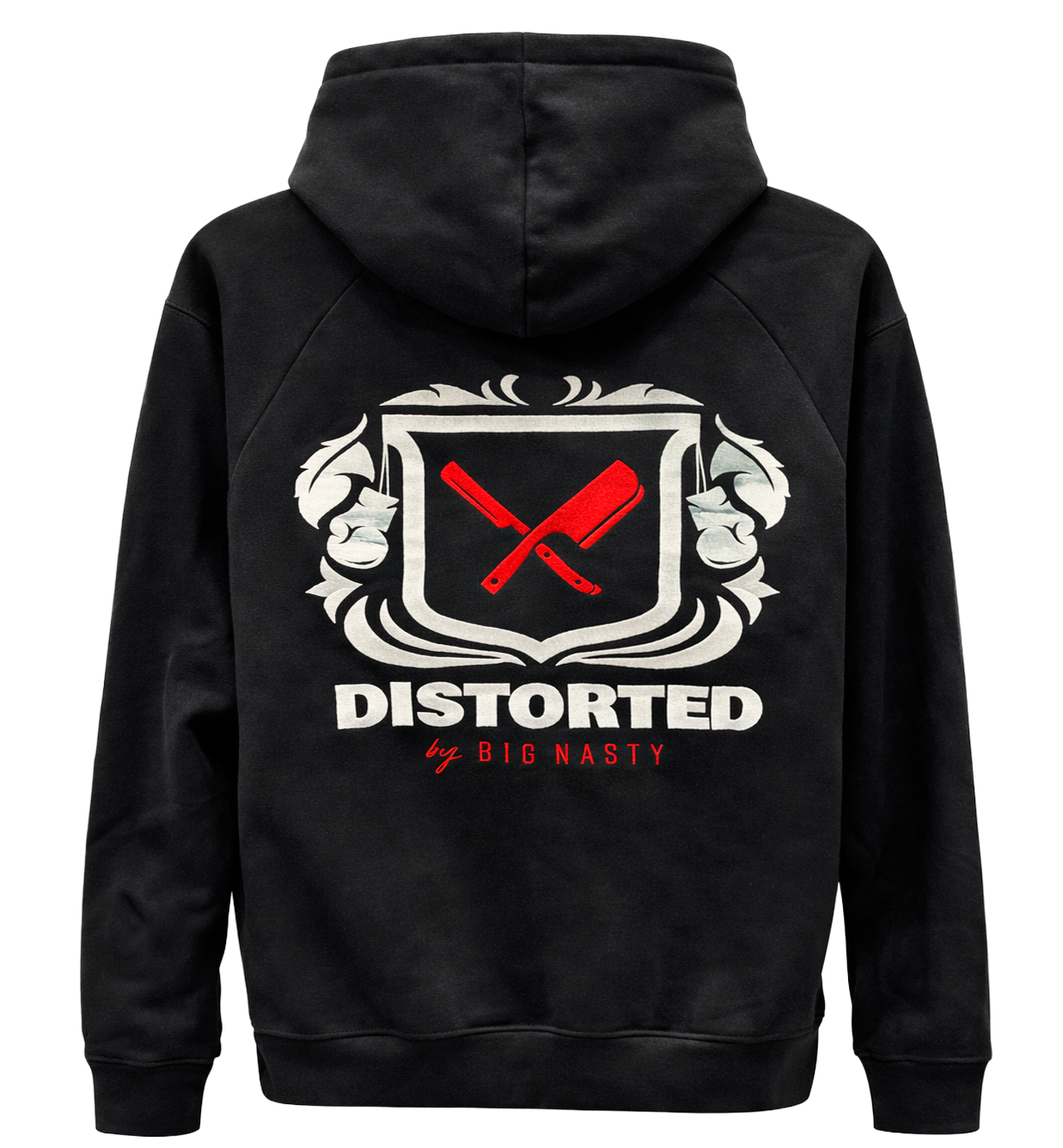 DISTORTED PEOPLE EMBROIDERED HOODIE BLACK/RED/WHT - 3564