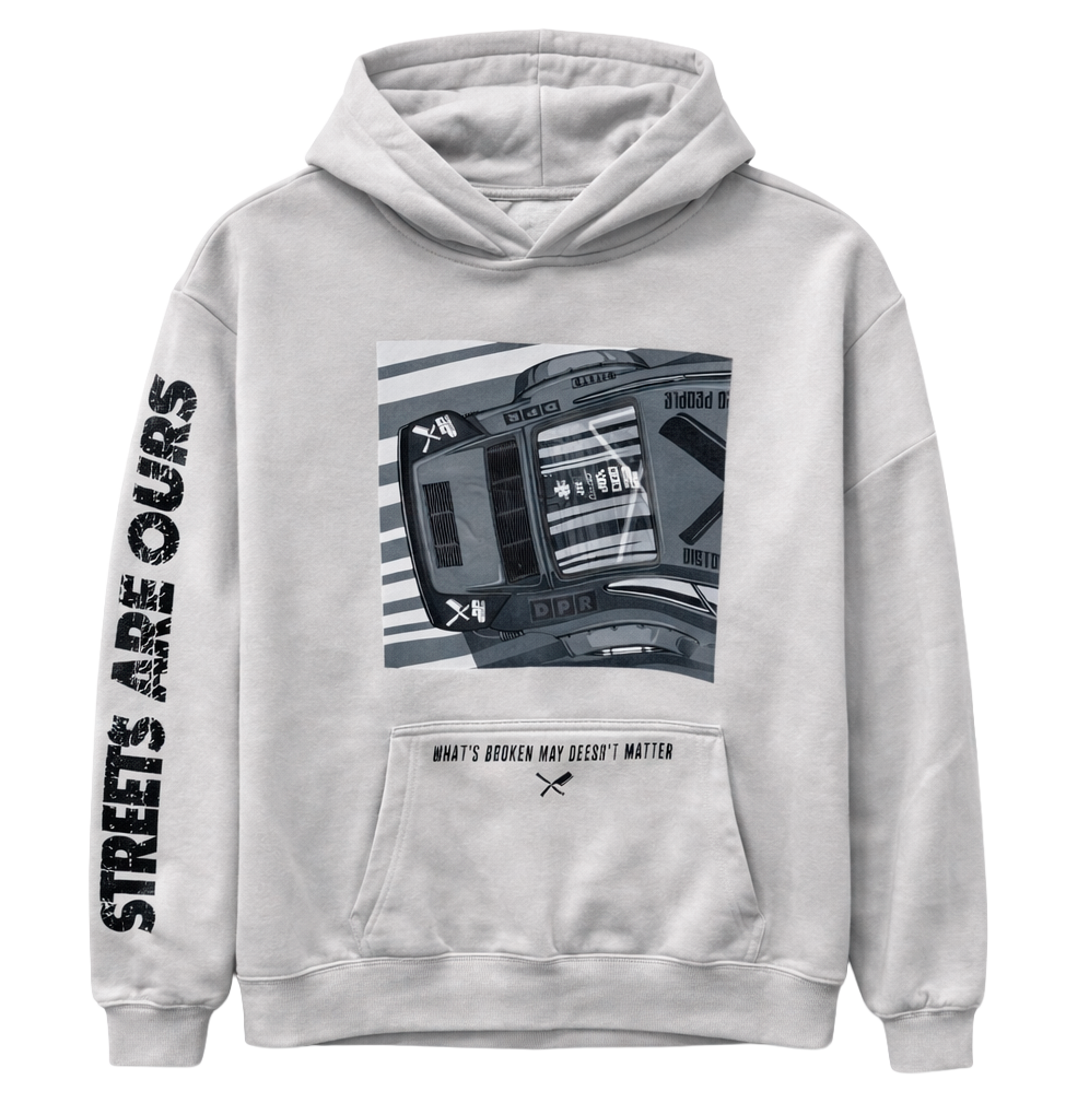 DISTORTED PEOPLE GRAPHIC HOODIE LT GREY - 4011