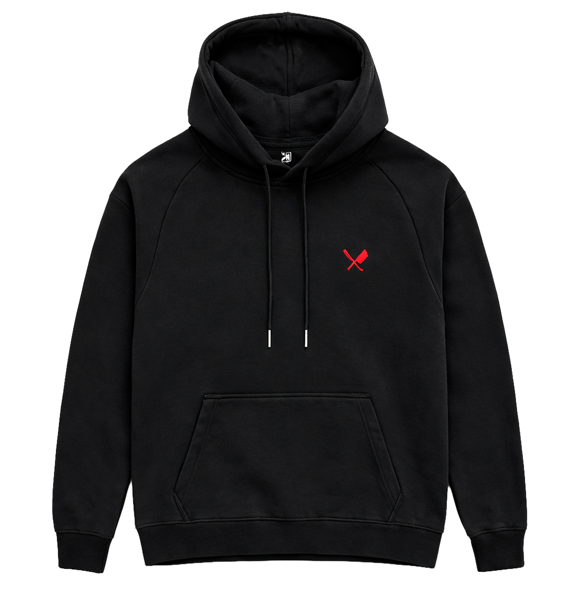 DISTORTED PEOPLE EMBROIDERED HOODIE BLACK/RED/WHT - 3564