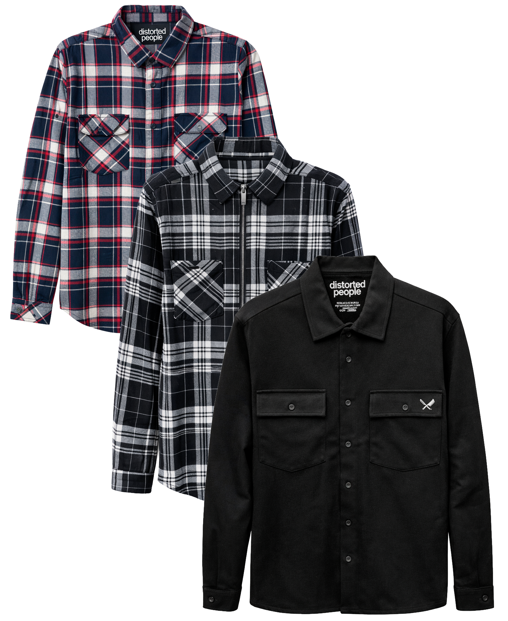 DISTORTED PEOPLE ASSORTED L/S FLANNEL SHIRT ASST - DPFLNL