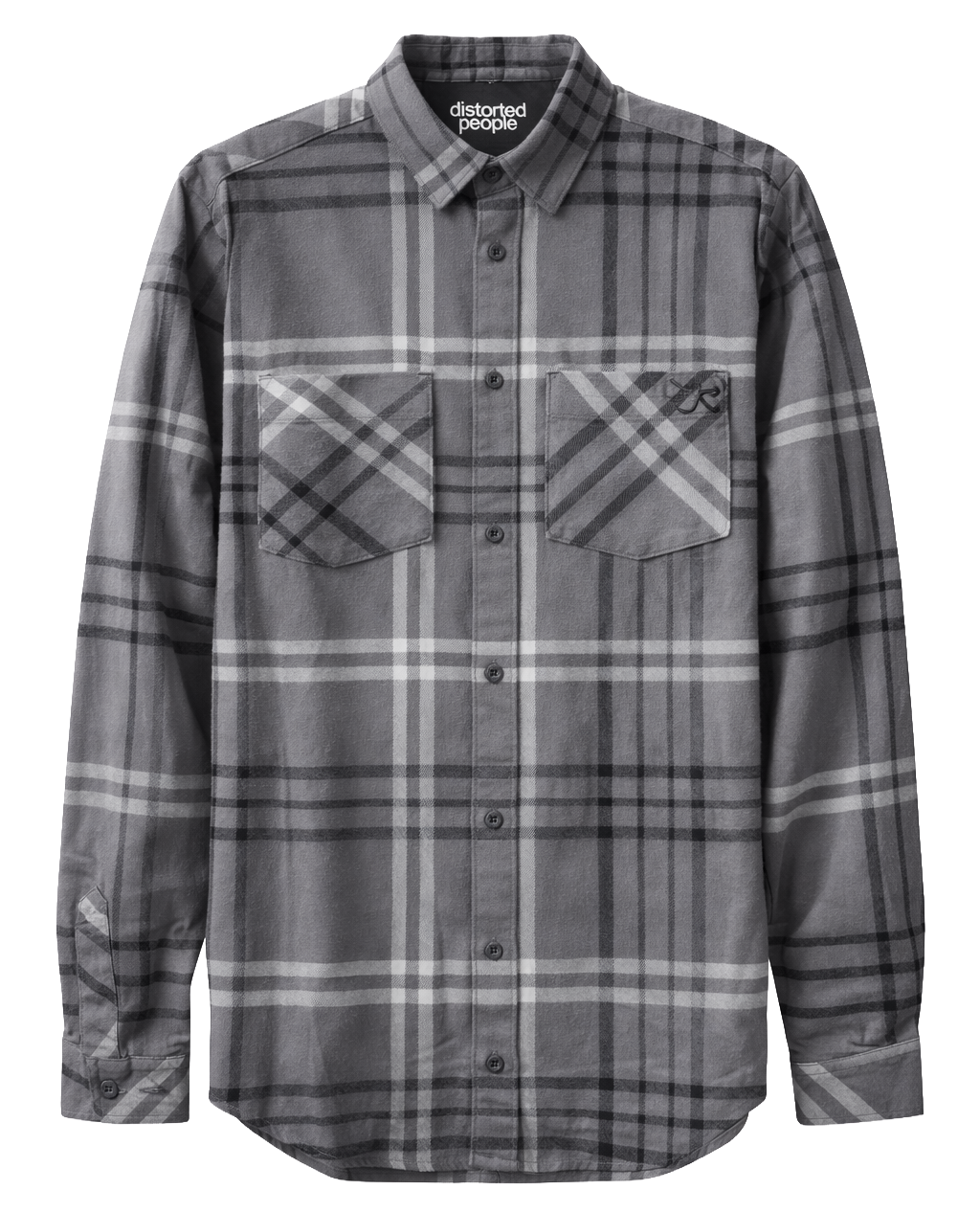 DISTORTED PEOPLE L/S FLANNEL SHIRT DK GREY/CLOUD BLUE/BLACK - 3658