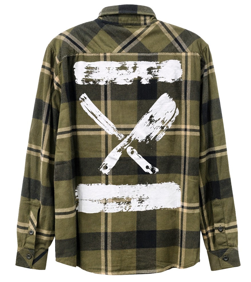 DISTORTED PEOPLE L/S FLANNEL SHIRT OLIVE/BLK/WHT/SEMOLINA - 3534