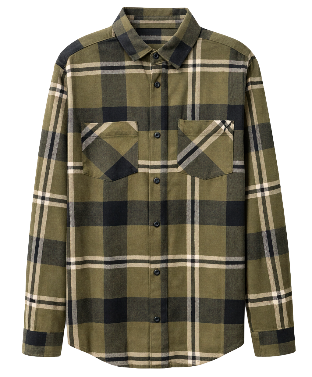DISTORTED PEOPLE L/S FLANNEL SHIRT OLIVE/BLK/WHT/SEMOLINA - 3534