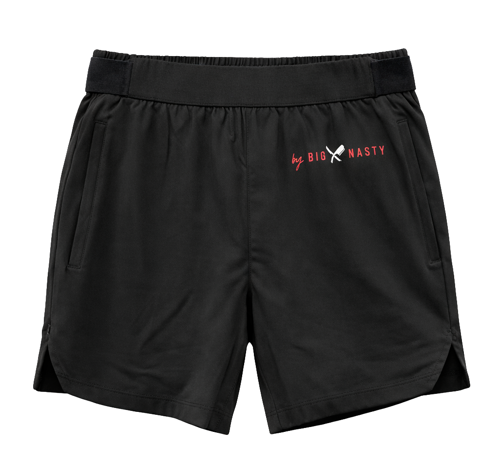 DISTORTED PEOPLE GYM SHORTS BLK/RED/WHITE - 3573