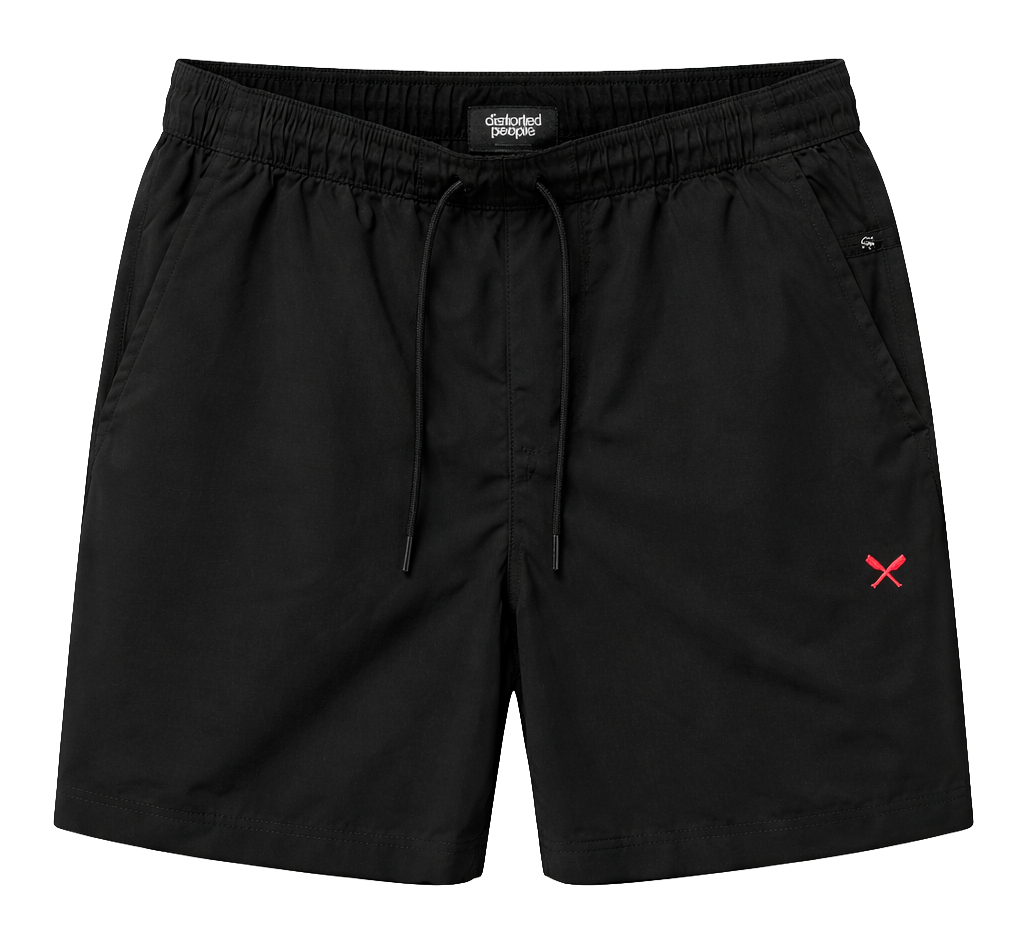 DISTORTED PEOPLE GYM SHORTS BLK/RED/WHITE - 3573