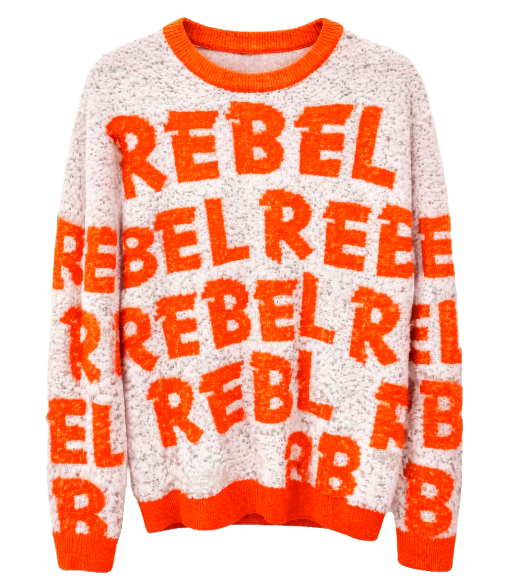 REBEL MINDS  MEN'S MOHAIR CREWNECK PULLOVER ORANGE - 142-383
