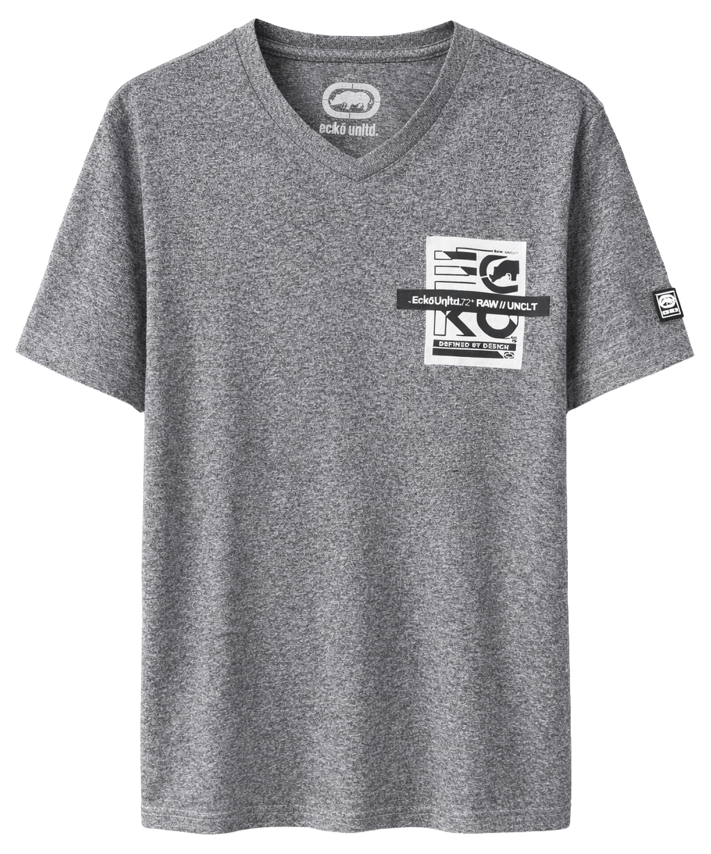 ECKO UNLTD S/S V-NECK T-SHIRT GREY MARLED - EO14K1425