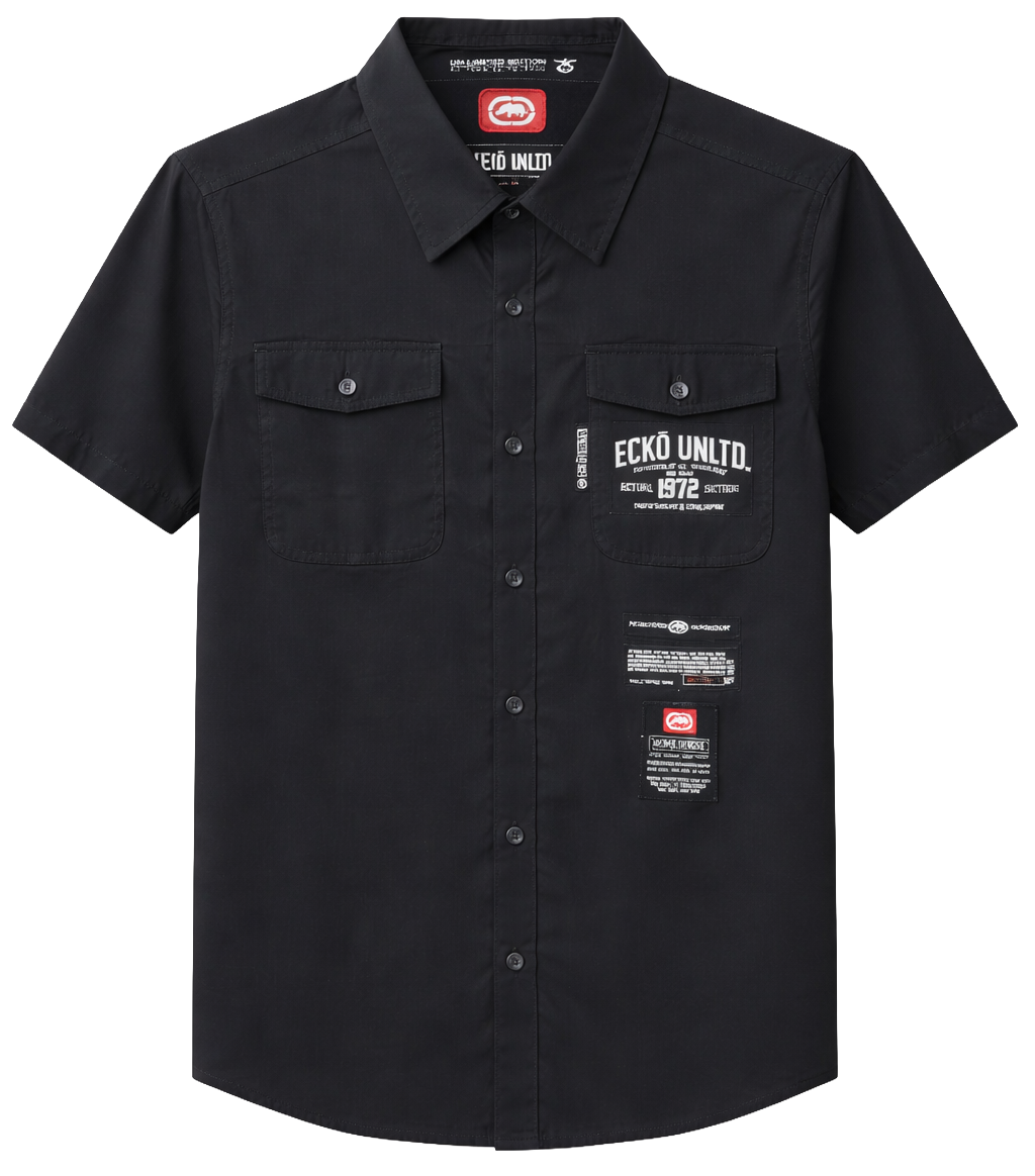 ECKO UNLTD S/S BUTTON DOWN SHIRT BLACK - EO33W117