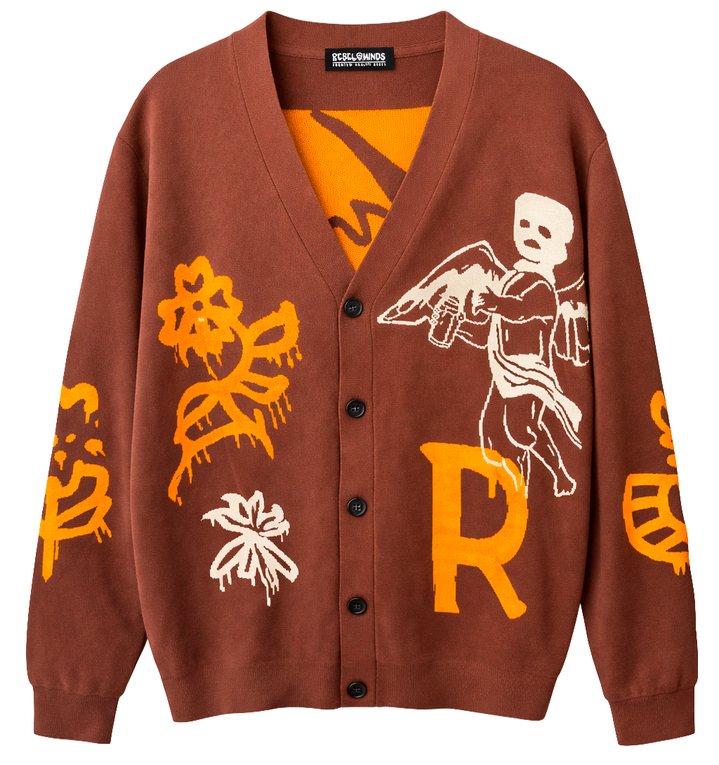 REBEL MINDS MEN'S CARDIGAN SWEATER BROWN - 142-387