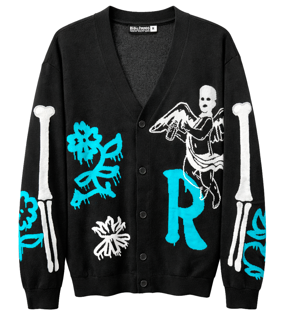 REBEL MINDS MEN'S CARDIGAN SWEATER BLACK - 142-387