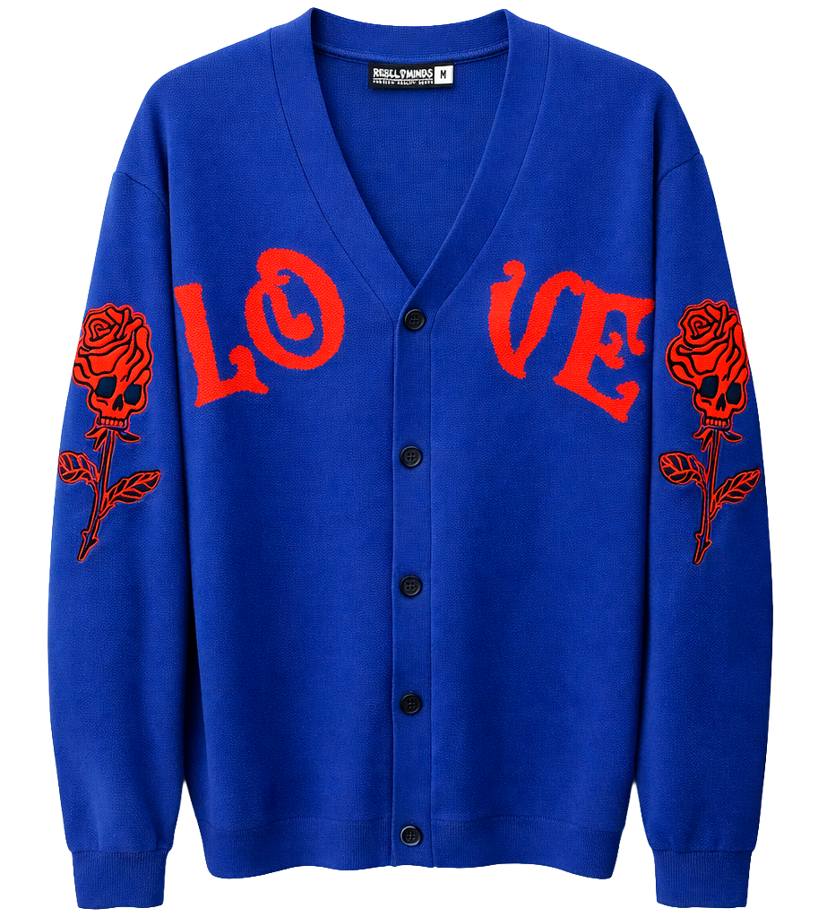 REBEL MINDS MEN'S CARDIGAN SWEATER DK ROYAL - 142-386