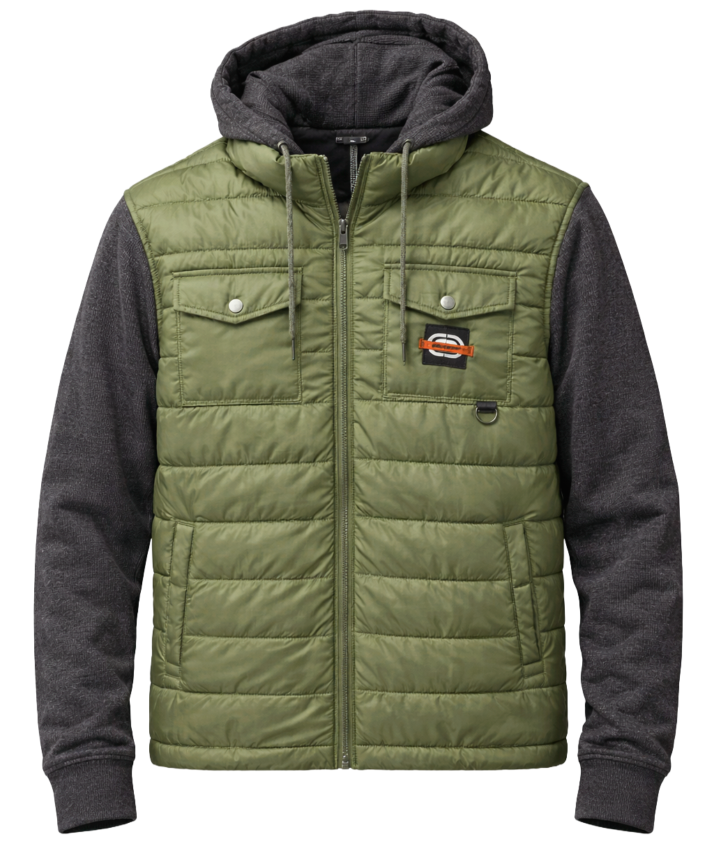 ECKO UNLTD HYBRID HOODIE JACKET OLIVE - EO34O517