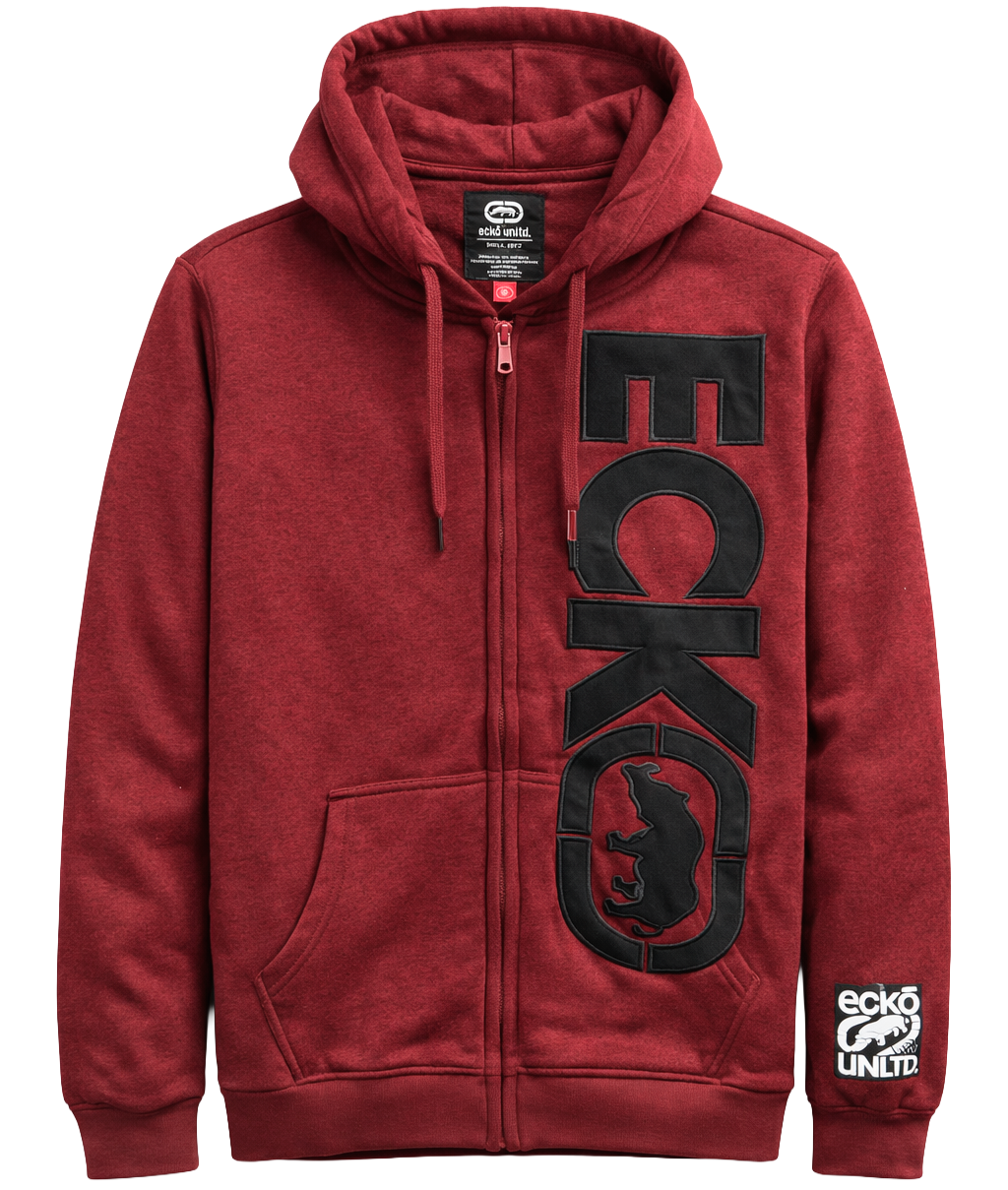 ECKO UNLTD ZIP HOODIE JACKET TRUE RED MARLED - EO32H281
