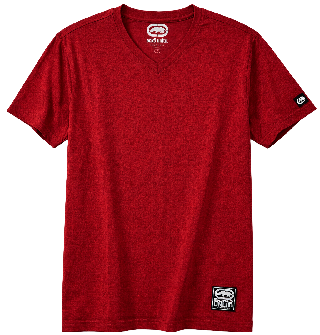 ECKO UNLTD S/S V-NECK T-SHIRT RED MARLED - EO12K849