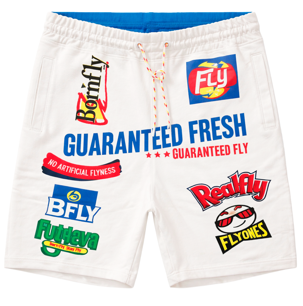 BORN FLY GRAPHIC SWEAT SHORTS WHITE - 2304B4765