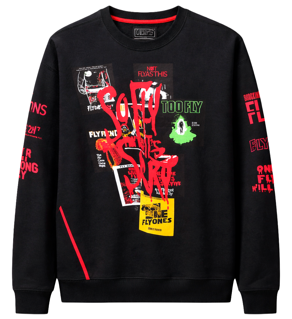 BORN FLY CREWNECK SWEATSHIRT BLACK - 2109C4192