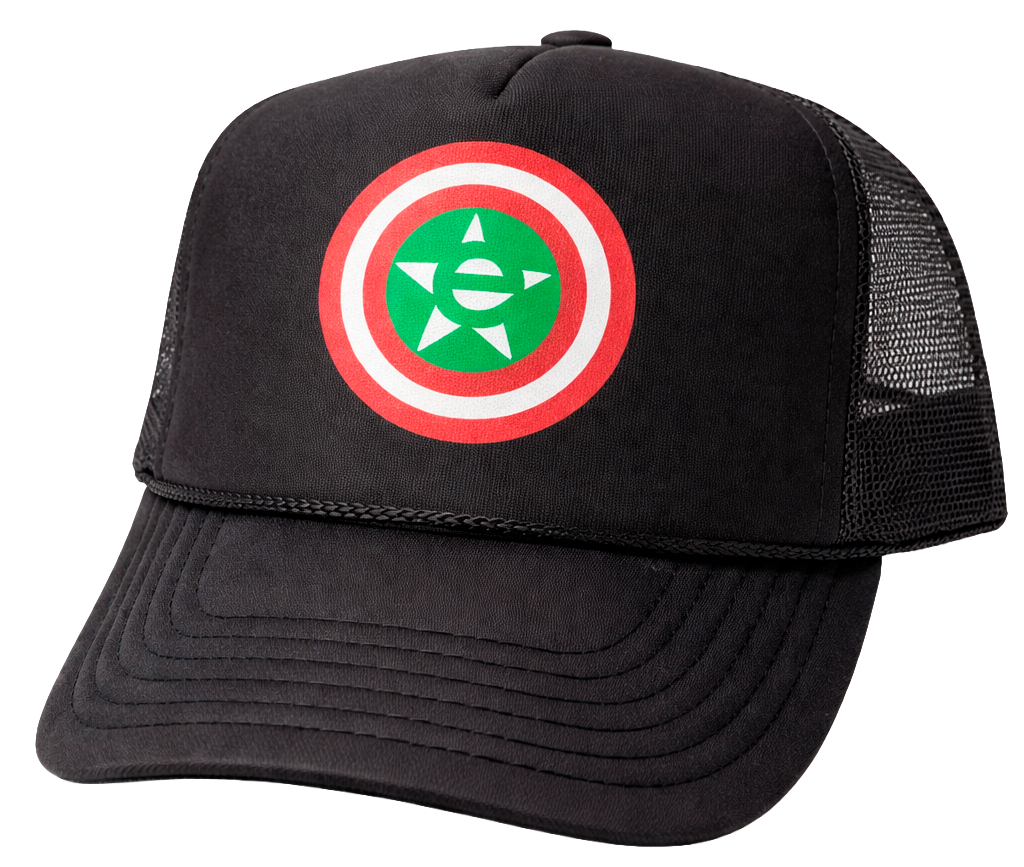 LICENSED GRAPHIC TRUCKER HAT BLACK - SHIELD