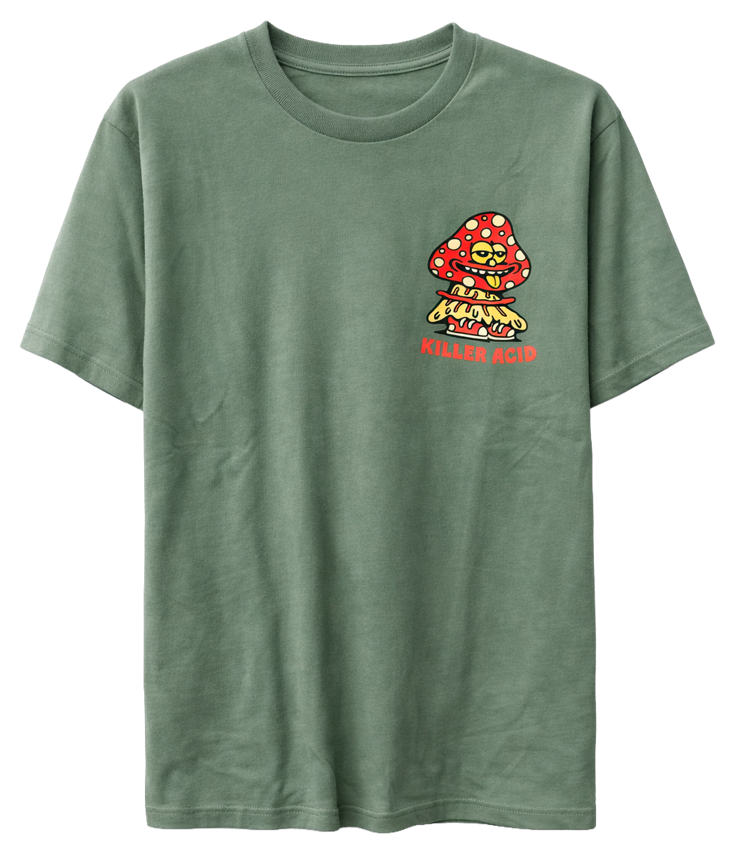KILLER ACID GRAPHIC T-SHIRT SAGE - MUSHROOM FRIENDS