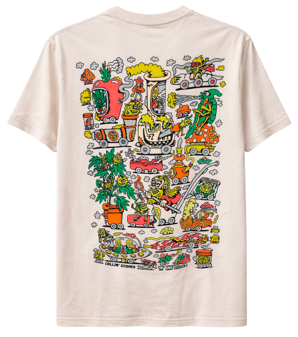 KILLER ACID GRAPHIC T-SHIRT CREAM - ROLLIN STONED
