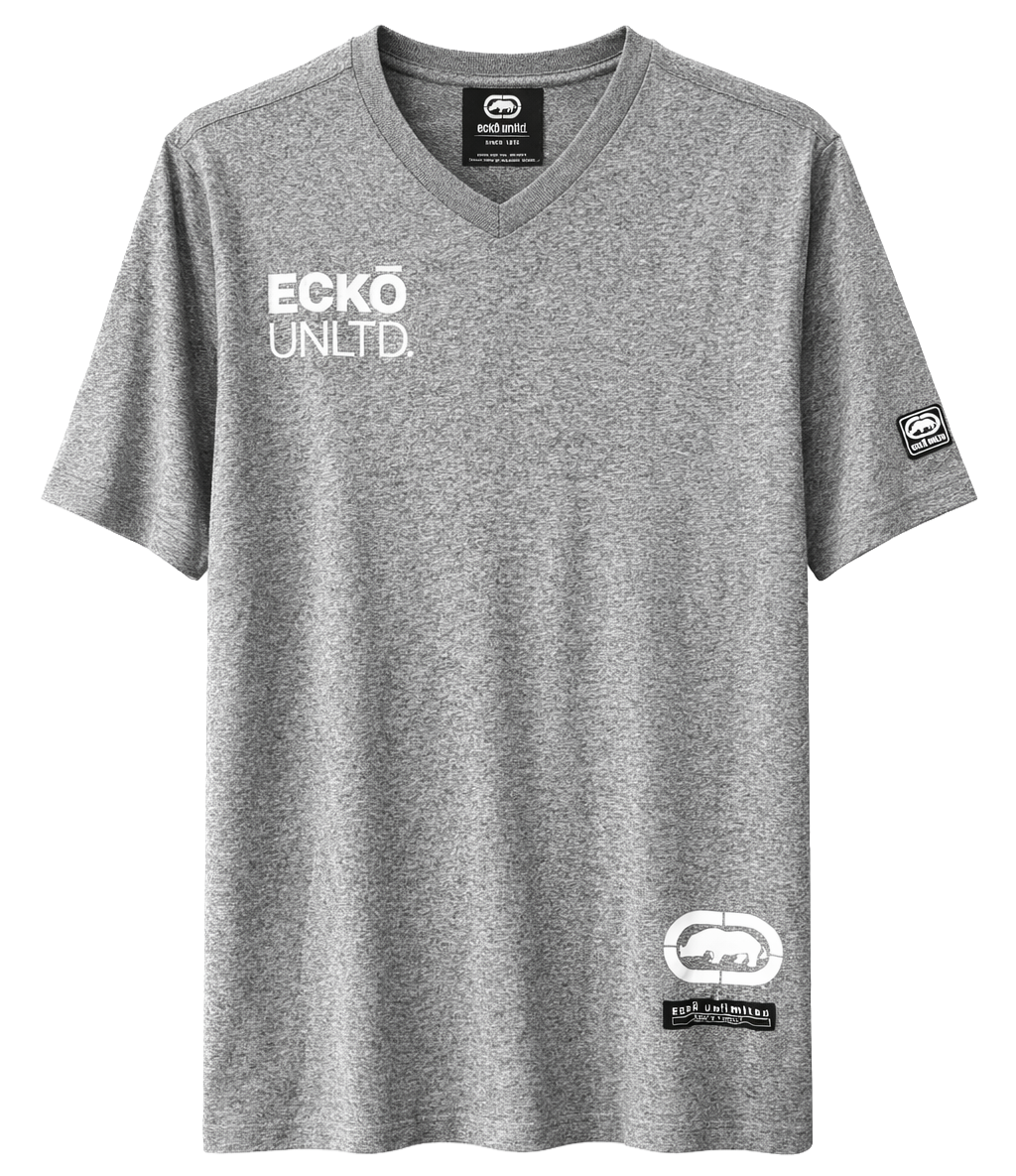 ECKO UNLTD S/S V-NECK T-SHIRT GREY MARLED - EO14K1455