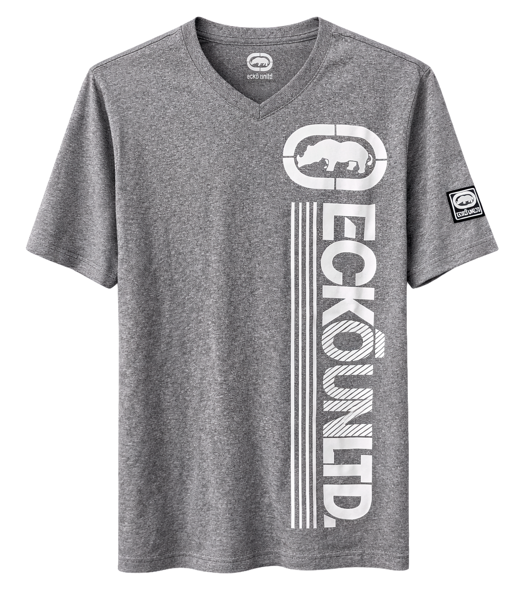 ECKO UNLTD S/S V-NECK T-SHIRT GREY MARLED - EO13K1095