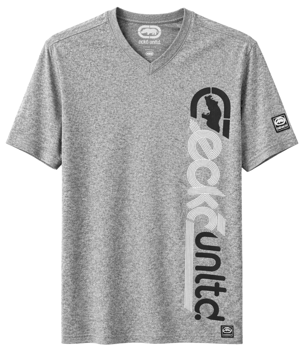 ECKO UNLTD S/S V-NECK T-SHIRT GREY MARLED - EO13K1065