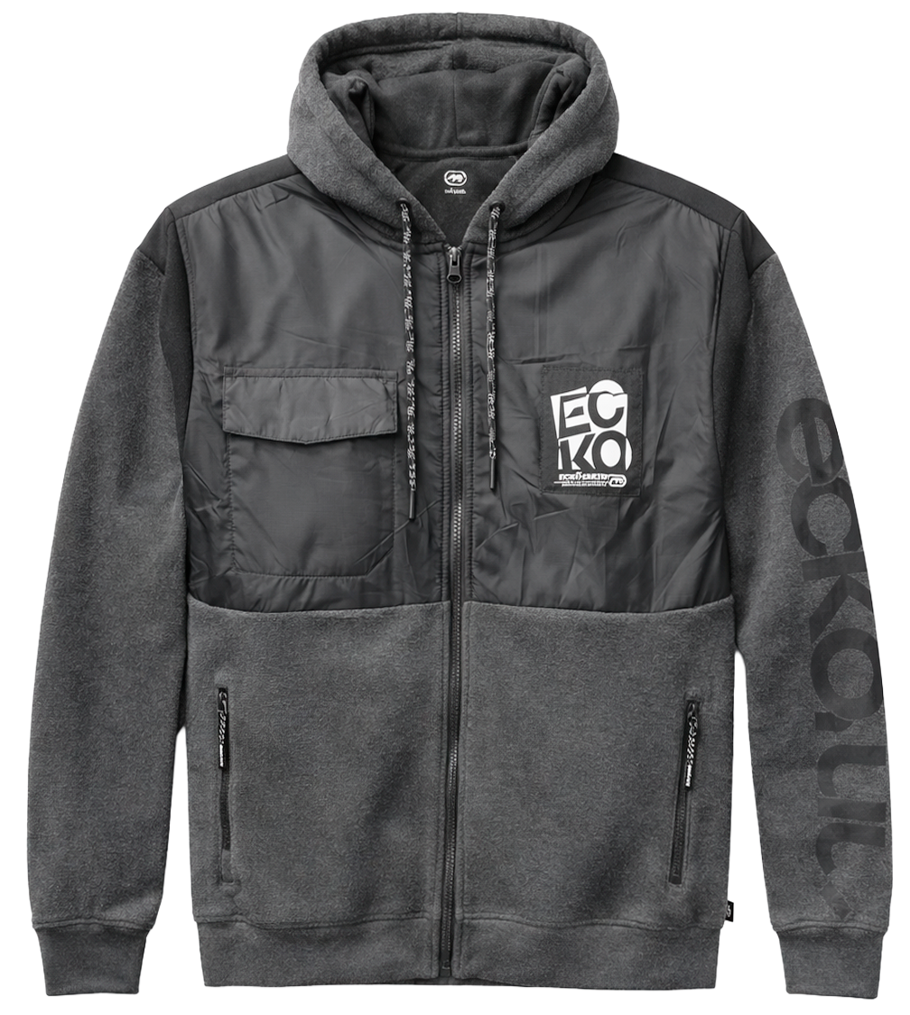 ECKO UNLTD ZIP HOODIE JACKET CHARCOAL HEATHER - EO34H1160