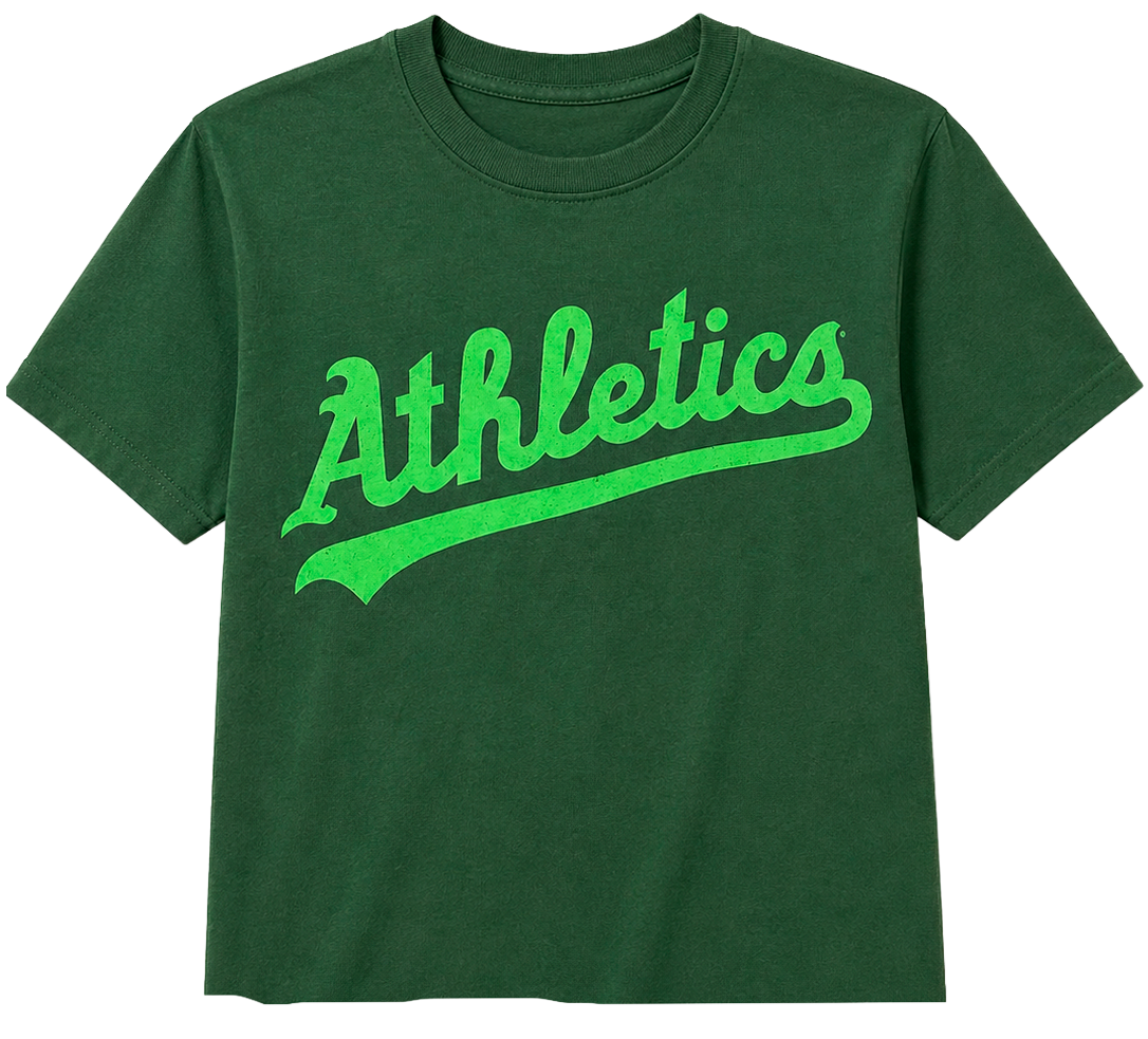 WOMENS ATHLETICS CROP T-SHIRT FOREST GREEN - 578600