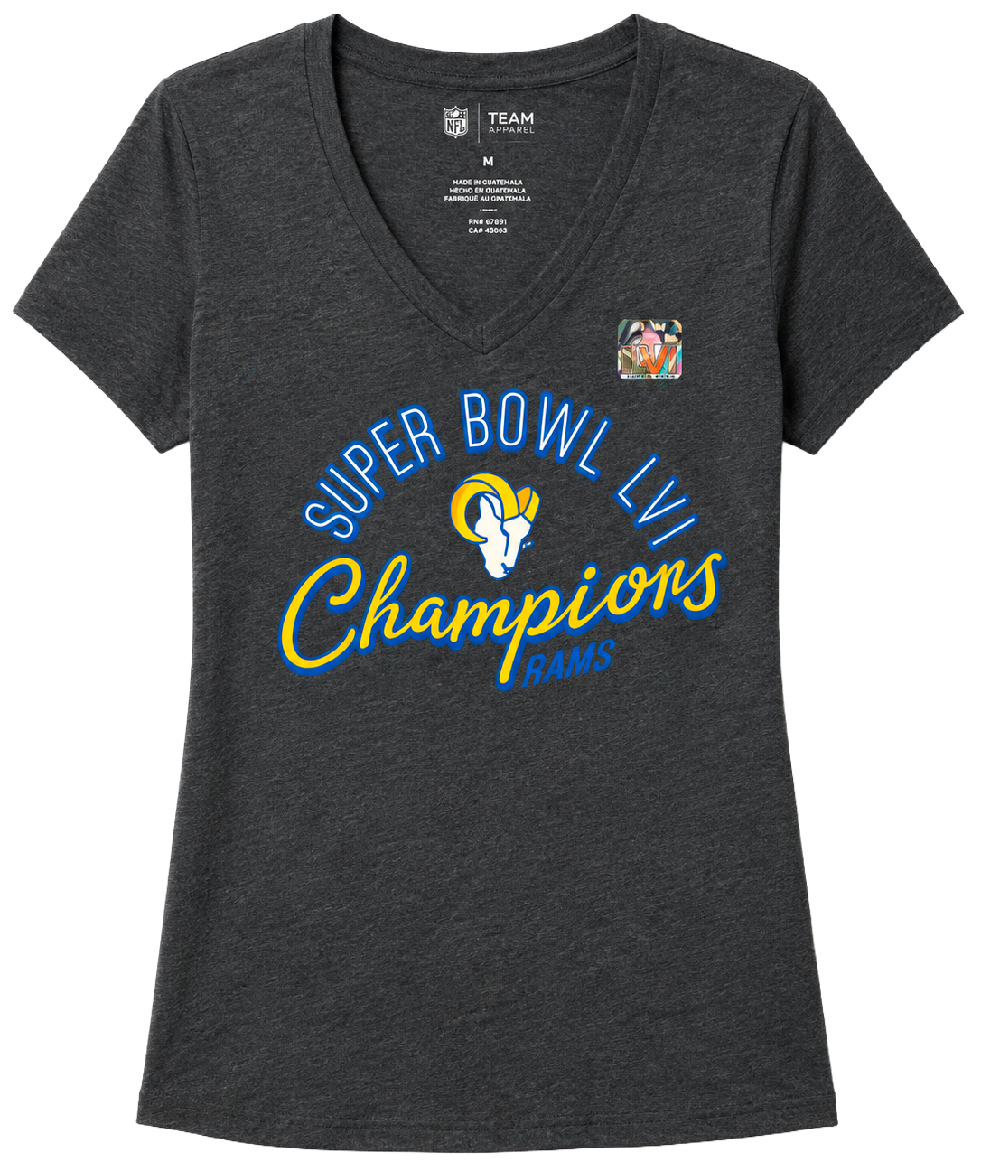WOMENS NFL SUPER BOWL T-SHIRT CHARCOAL - CHAMPIONS RAMS