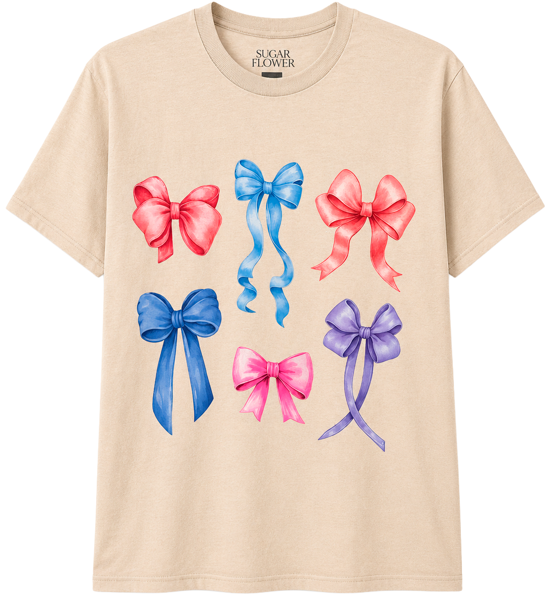 UNISEX SUGAR FLOWER GRAPHIC T-SHIRT SAND - JRSFSU24SS002