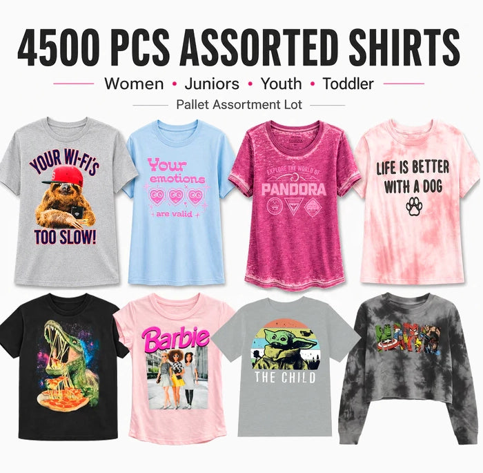 ASSORTED PALLET LOT WOMEN & KID'S BULK T-SHIRTS